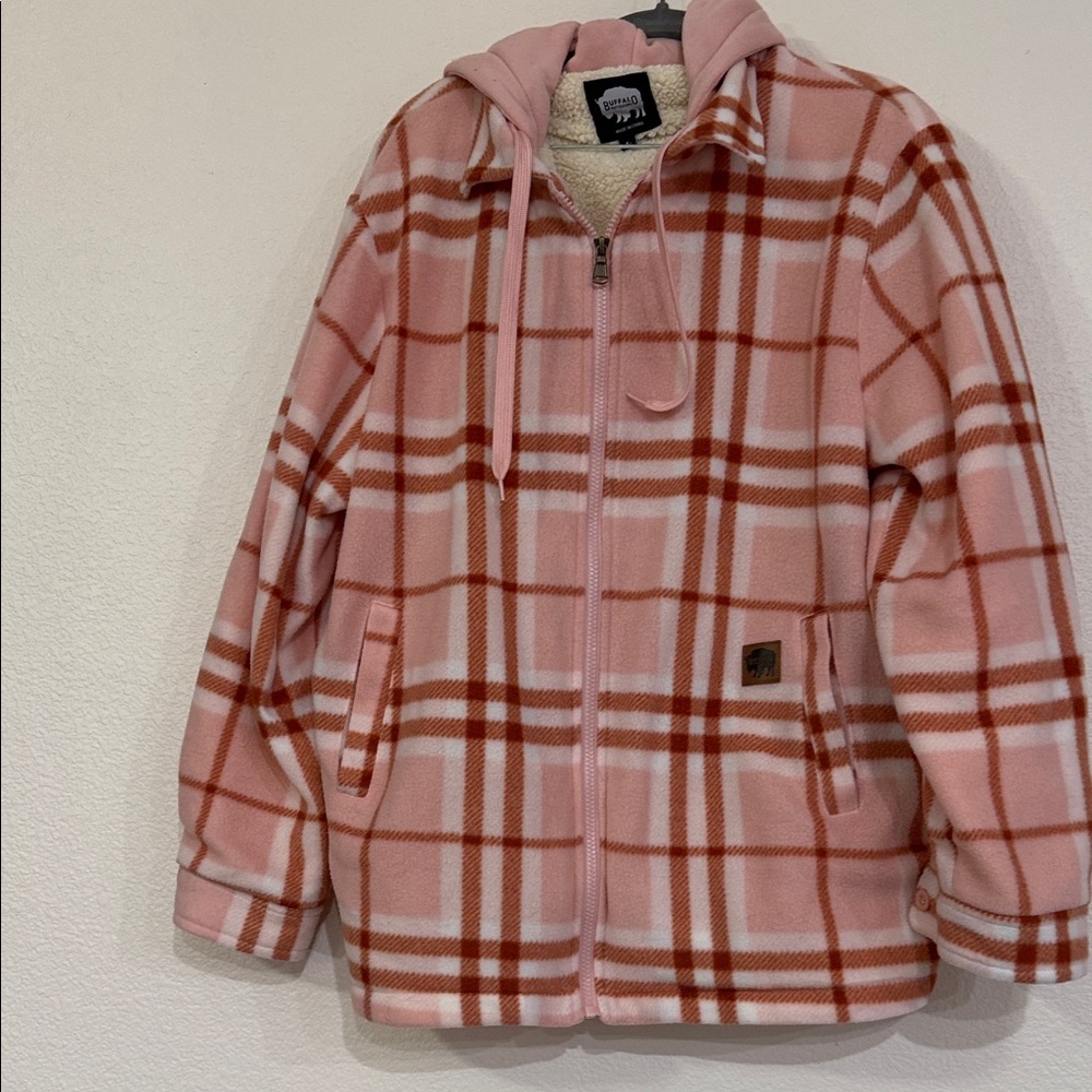 Buffalo Outdoors Plaid Puffer Jacket in Pink and Red size Large EUC
